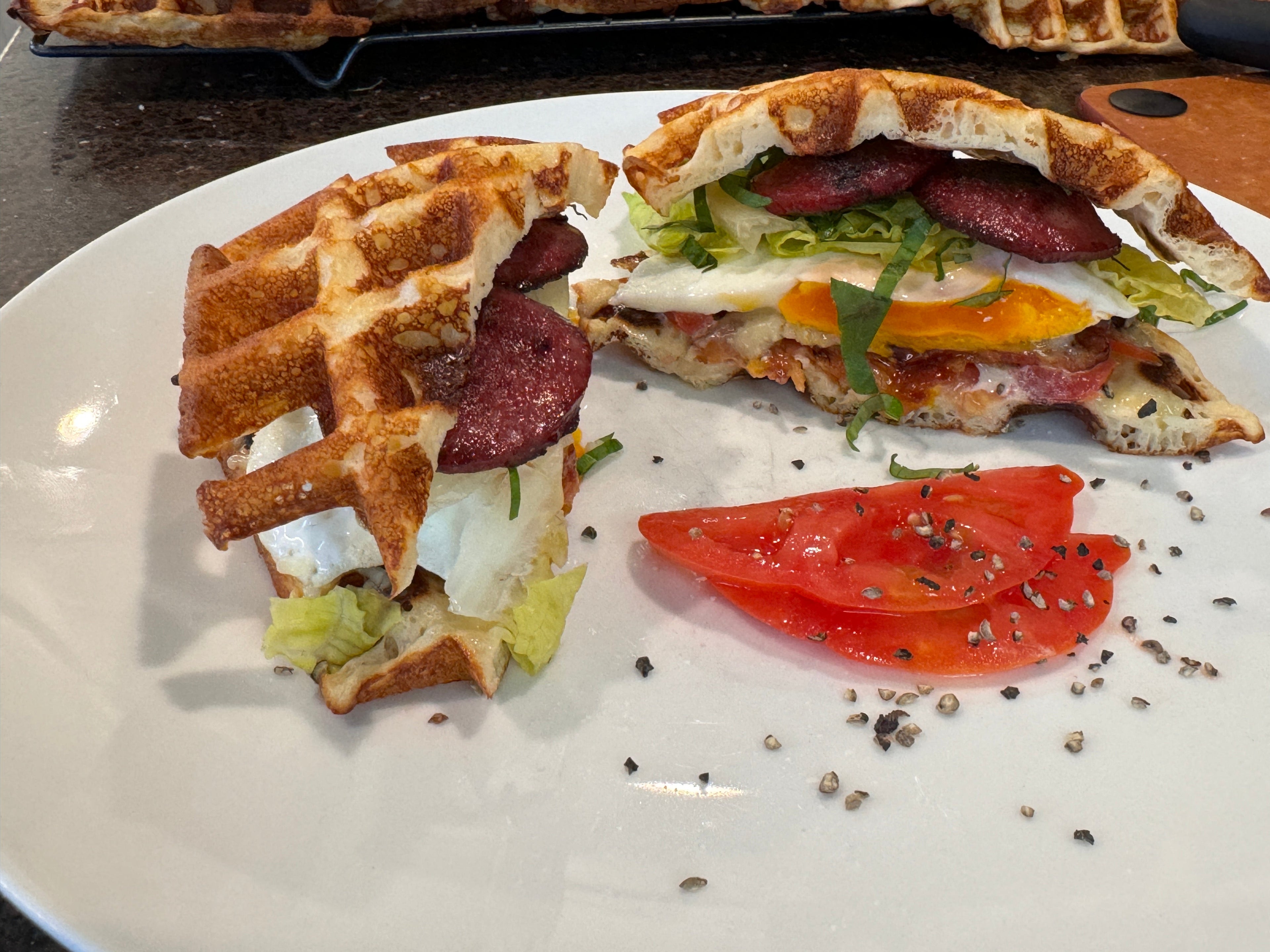 High Protein BLT Heavenly Waffles Sandwich