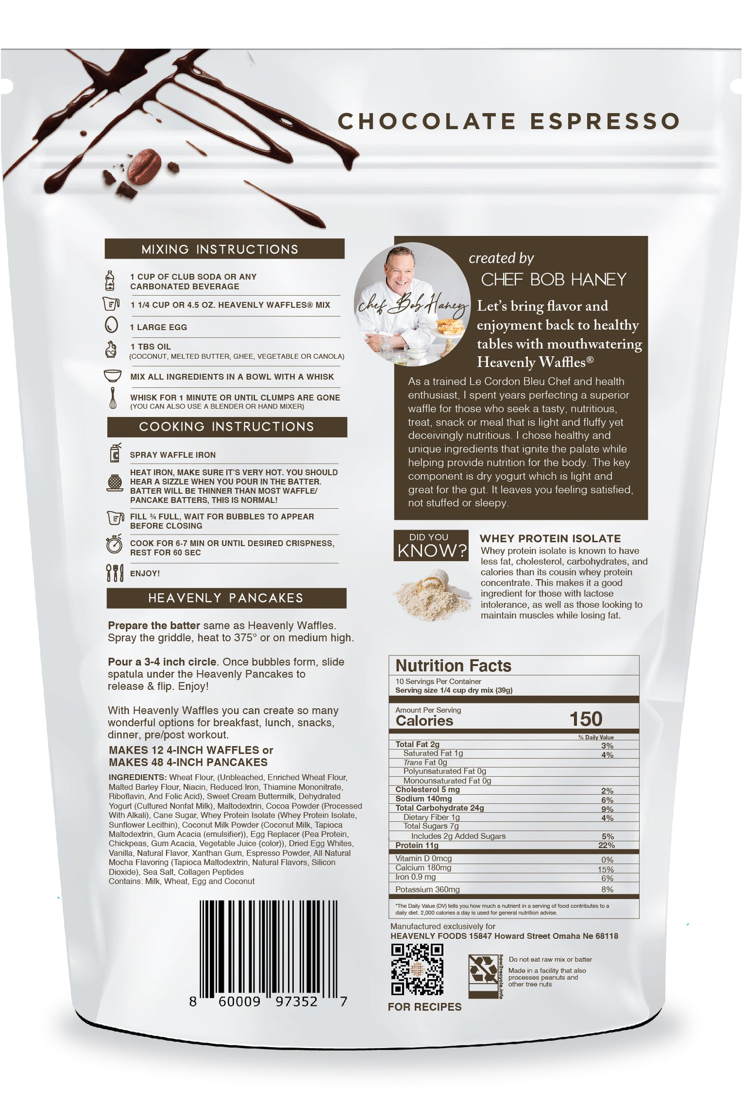 13.5 oz Chocolate Espresso Heavenly Waffles® Mix
