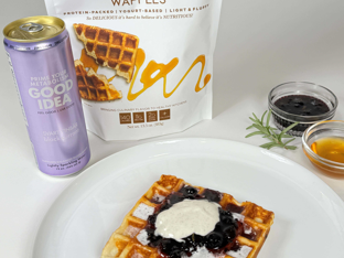 Heavenly Waffles With Black Currant Compote & Vanilla Bean Cream Cheese