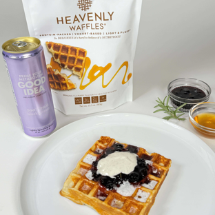 Heavenly Waffles With Black Currant Compote & Vanilla Bean Cream Cheese